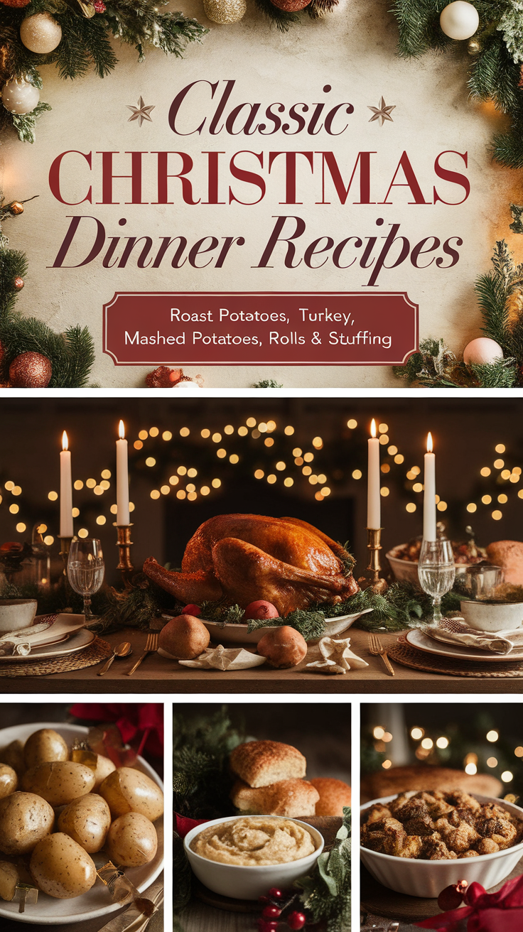 🎅 Classic Christmas Dinner Recipes: Roast Potatoes, Mashed Potatoes, Turkey, Bread Rolls & Stuffing