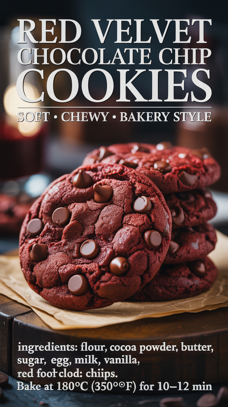 Red Velvet Chocolate Chip Cookies Recipe – Soft, Chewy & Bakery Style